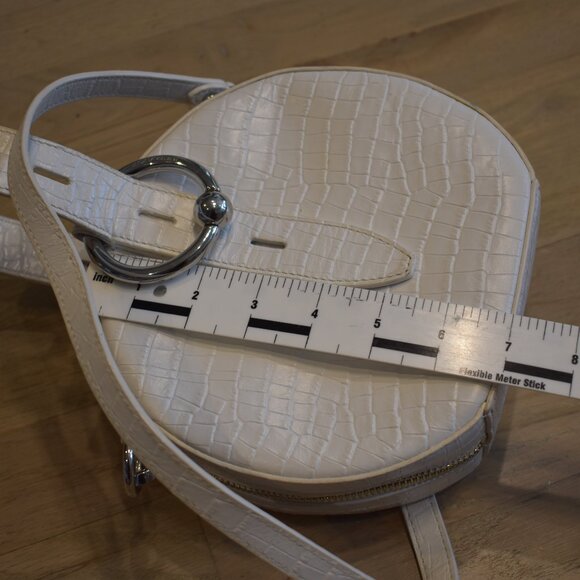 Rebecca Minkoff White Kate Circle Unique Crossbody Leather Bag with top handle - Picture 14 of 16